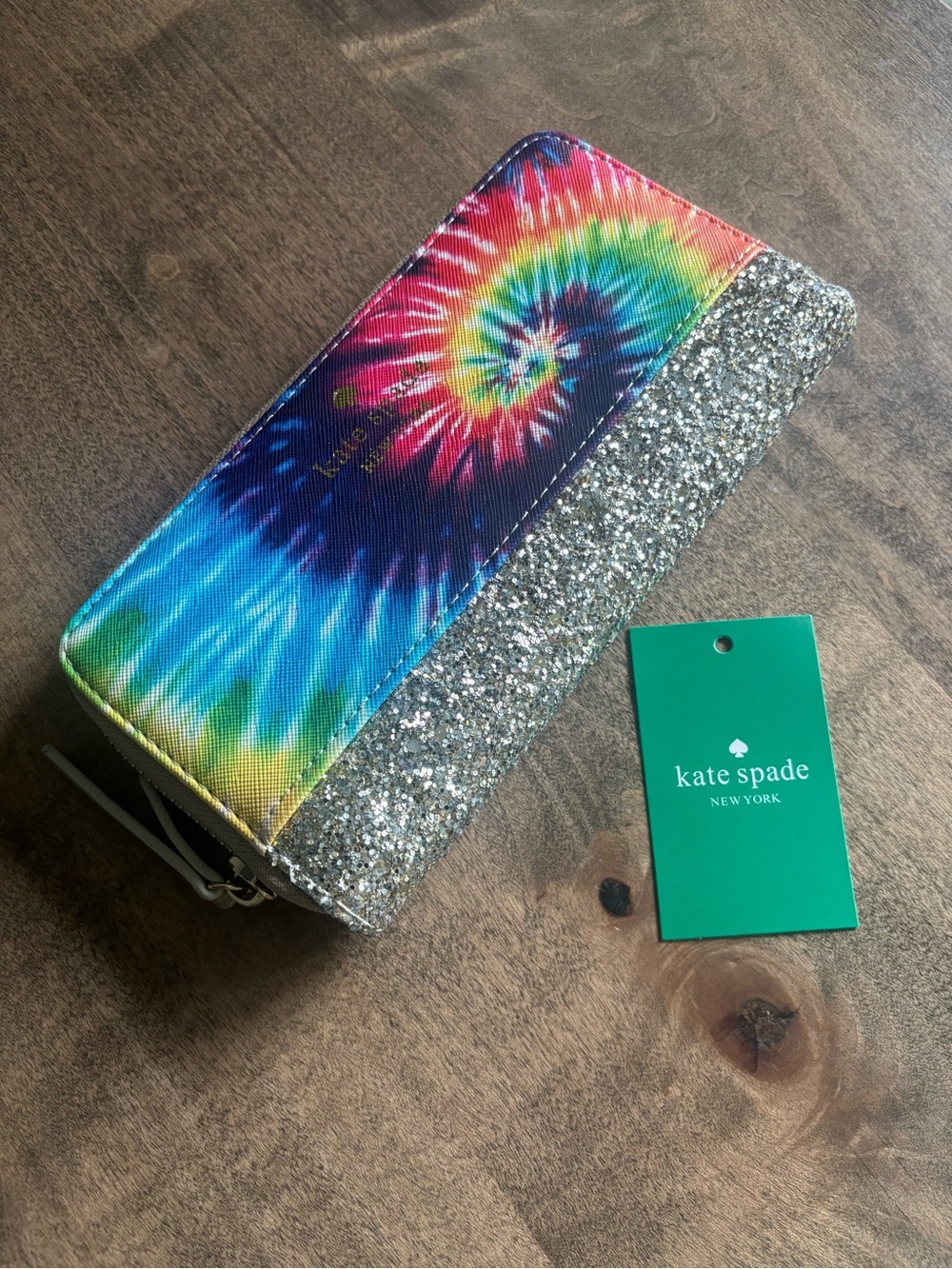 Kate Spade New York Tie-dye Glittered Zip Around Large Wallet